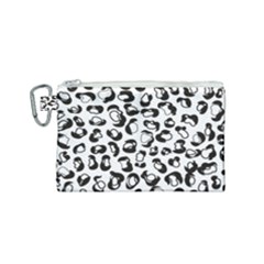 Black And White Leopard Print Jaguar Dots Canvas Cosmetic Bag (Small)