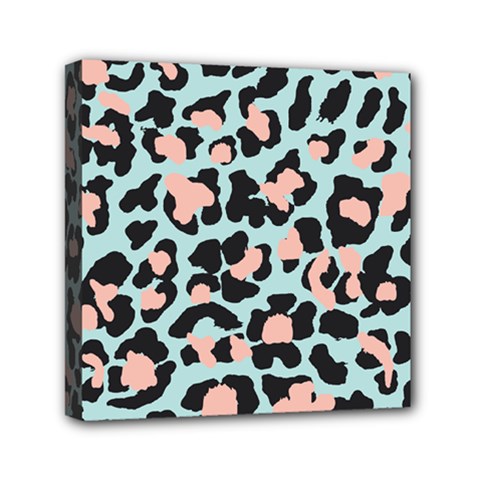 Blue And Pink Jaguar Dots Leopard Mini Canvas 6  X 6  (stretched) by ConteMonfreyShop