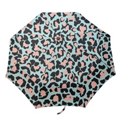 Blue And Pink Jaguar Dots Leopard Folding Umbrella by ConteMonfreyShop