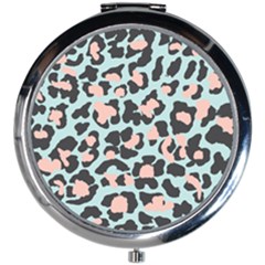 Blue And Pink Jaguar Dots Leopard Mini Round Mirror by ConteMonfreyShop