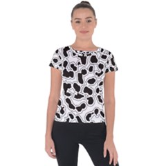 Black And White Dots Jaguar Short Sleeve Sports Top  by ConteMonfreyShop