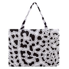 Black And White Dots Jaguar Zipper Medium Tote Bag by ConteMonfreyShop