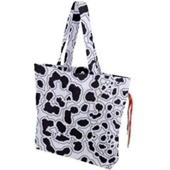 Black And White Dots Jaguar Drawstring Tote Bag by ConteMonfreyShop