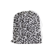 Leopard Print Gray Theme Drawstring Pouch (large) by ConteMonfreyShop