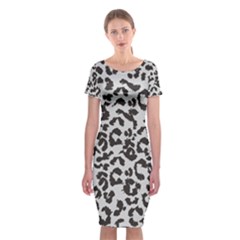 Leopard Print Gray Theme Classic Short Sleeve Midi Dress by ConteMonfreyShop