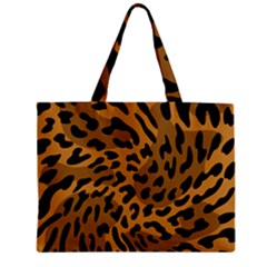 Leopard Print Jaguar Dots Brown Zipper Mini Tote Bag by ConteMonfreyShop