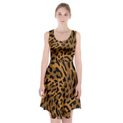 Leopard Print Jaguar Dots Brown Racerback Midi Dress by ConteMonfreyShop