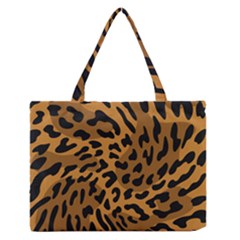 Leopard Print Jaguar Dots Brown Zipper Medium Tote Bag by ConteMonfreyShop