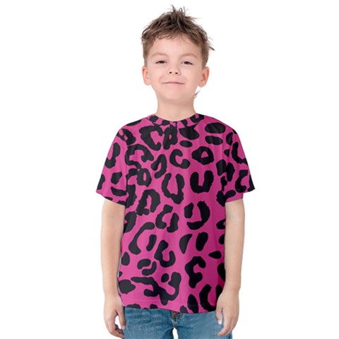 Leopard Print Jaguar Dots Pink Kids  Cotton Tee by ConteMonfreyShop