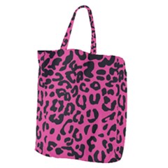 Leopard Print Jaguar Dots Pink Giant Grocery Tote by ConteMonfreyShop
