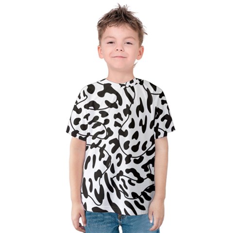 Leopard Print Black And White Draws Kids  Cotton Tee by ConteMonfreyShop