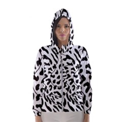 Leopard Print Black And White Draws Women s Hooded Windbreaker by ConteMonfreyShop