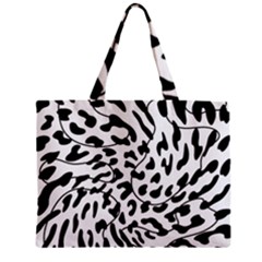 Leopard Print Black And White Draws Zipper Mini Tote Bag by ConteMonfreyShop