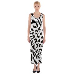 Leopard Print Black And White Draws Fitted Maxi Dress