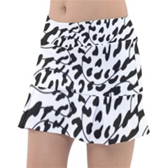 Leopard Print Black And White Draws Classic Tennis Skirt by ConteMonfreyShop