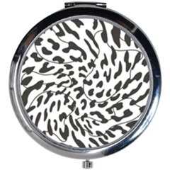 Leopard Print Black And White Draws Mini Round Mirror