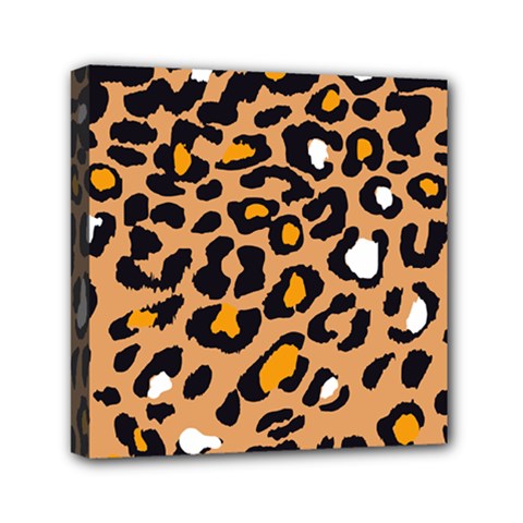 Leopard  Spots Brown White Orange Mini Canvas 6  X 6  (stretched) by ConteMonfreyShop