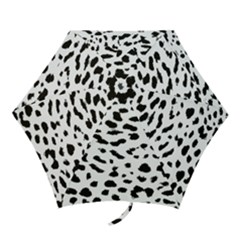 Leopard Print Jaguar Dots Black And White Mini Folding Umbrella by ConteMonfreyShop