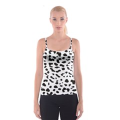 Leopard Print Jaguar Dots Black And White Spaghetti Strap Top by ConteMonfreyShop