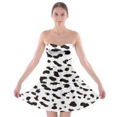 Leopard Print Jaguar Dots Black And White Strapless Bra Top Dress by ConteMonfreyShop