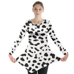 Leopard Print Jaguar Dots Black And White Long Sleeve Tunic  by ConteMonfreyShop