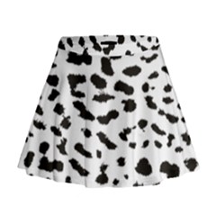 Leopard Print Jaguar Dots Black And White Mini Flare Skirt by ConteMonfreyShop
