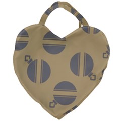 Gray Stripe Ornaments Brown Giant Heart Shaped Tote by TetiBright