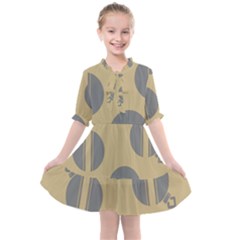 Gray Stripe Ornaments Brown Kids  All Frills Chiffon Dress by TetiBright