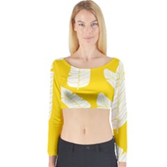 Yellow Banana Leaves Long Sleeve Crop Top