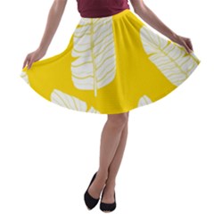 Yellow Banana Leaves A-line Skater Skirt by ConteMonfreyShop