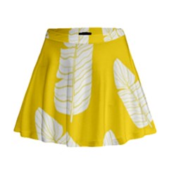 Yellow Banana Leaves Mini Flare Skirt by ConteMonfreyShop
