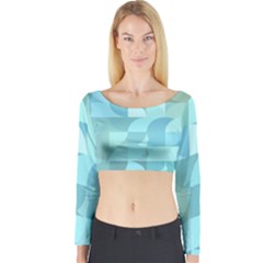 Geometric Ocean   Long Sleeve Crop Top by ConteMonfreyShop