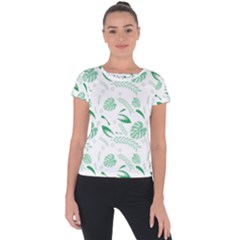 Green Nature Leaves Draw    Short Sleeve Sports Top  by ConteMonfreyShop