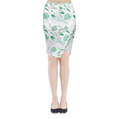 Green Nature Leaves Draw    Midi Wrap Pencil Skirt by ConteMonfreyShop
