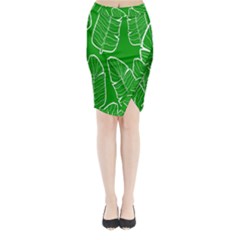 Green Banana Leaves Midi Wrap Pencil Skirt by ConteMonfreyShop