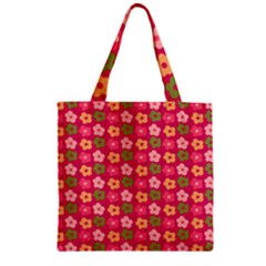 Little Flowers Garden   Zipper Grocery Tote Bag