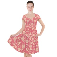 Pink Floral Wall Cap Sleeve Midi Dress by ConteMonfreyShop