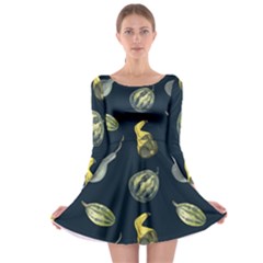 Vintage Vegetables Zucchini Long Sleeve Skater Dress