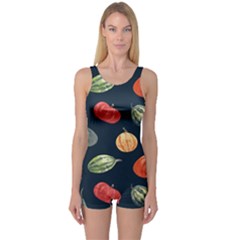 Vintage Vegetables  One Piece Boyleg Swimsuit by ConteMonfreyShop