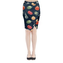 Vintage Vegetables  Midi Wrap Pencil Skirt by ConteMonfreyShop