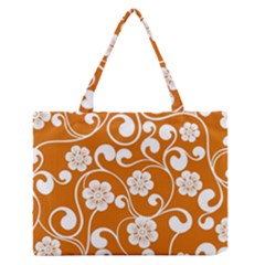 Orange Floral Walls  Zipper Medium Tote Bag by ConteMonfreyShop