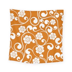 Orange Floral Walls  Square Tapestry (small) by ConteMonfreyShop