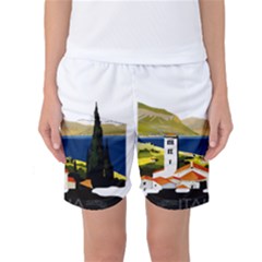 River Small Town Landscape Women s Basketball Shorts by ConteMonfrey