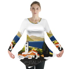 River Small Town Landscape Long Sleeve Tunic  by ConteMonfrey