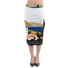 River Small Town Landscape Midi Pencil Skirt by ConteMonfrey