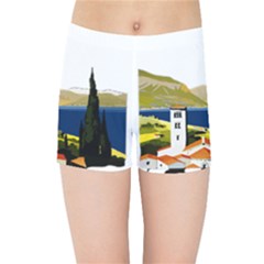 River Small Town Landscape Kids  Sports Shorts by ConteMonfrey
