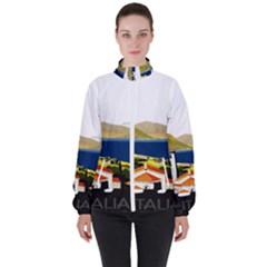 River Small Town Landscape Women s High Neck Windbreaker by ConteMonfrey