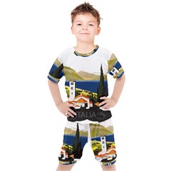 River Small Town Landscape Kids  Tee And Shorts Set by ConteMonfrey