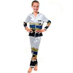 River Small Town Landscape Kid s Satin Long Sleeve Pajamas Set by ConteMonfrey