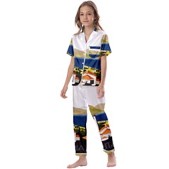 River Small Town Landscape Kids  Satin Short Sleeve Pajamas Set by ConteMonfrey